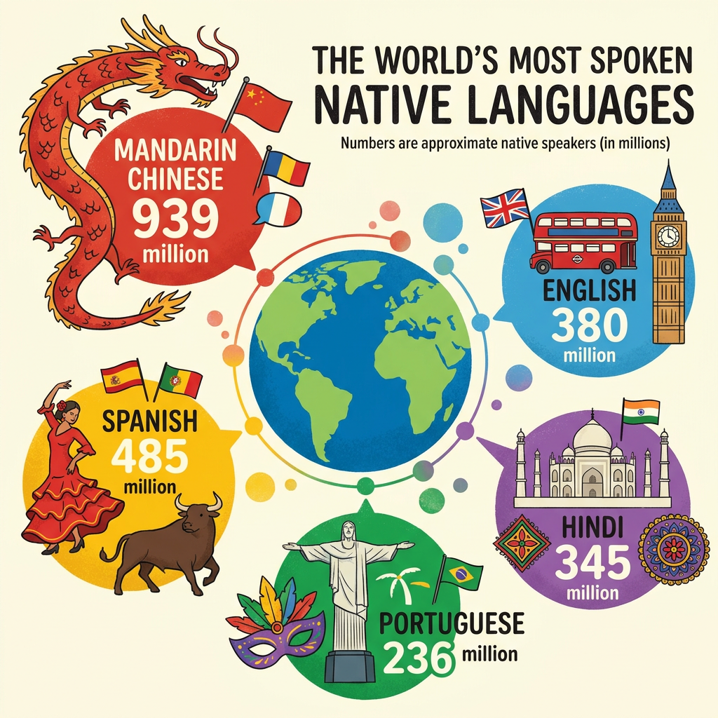 A busy infographic crowded with a dragon, national flags, and landmarks, with an altered title